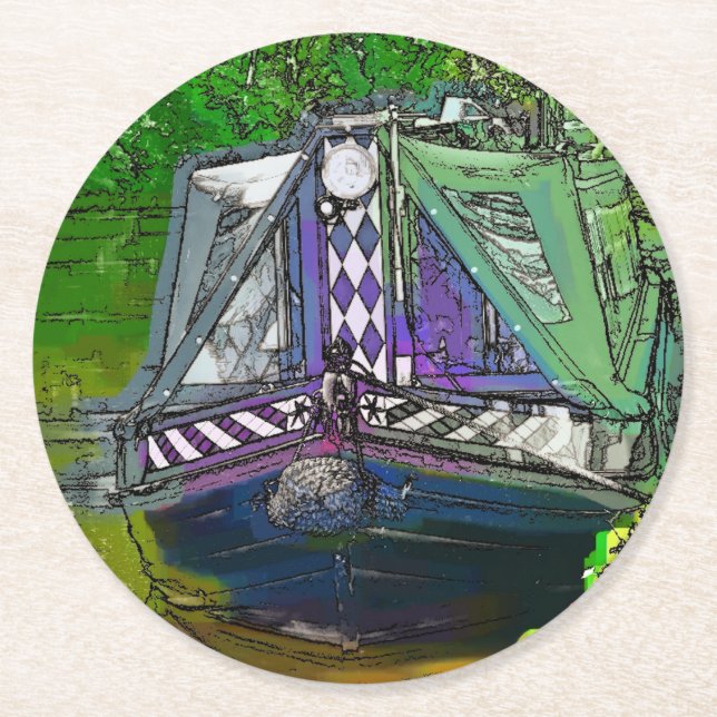 NARROWBOATS ROUND PAPER COASTER (Front)
