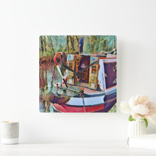 NARROWBOATS   SQUARE WALL CLOCK