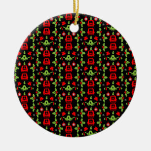 Narrowboats Xmas Canal Christmas Ceramic Ornament