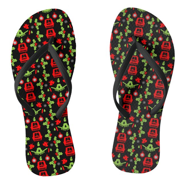 Narrowboats Xmas Canal Christmas  Thongs (Footbed)