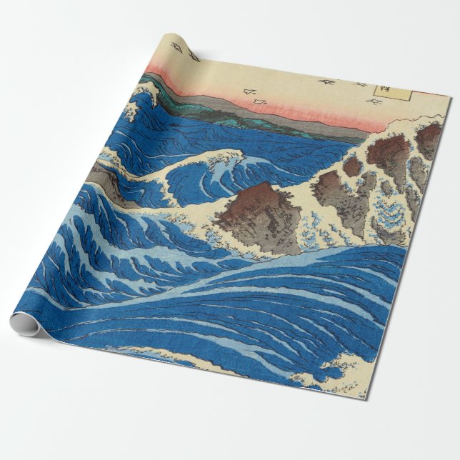 Naruto Whirlpools, Awa Province, 1855 by Hiroshige Wrapping Paper (Unrolled)