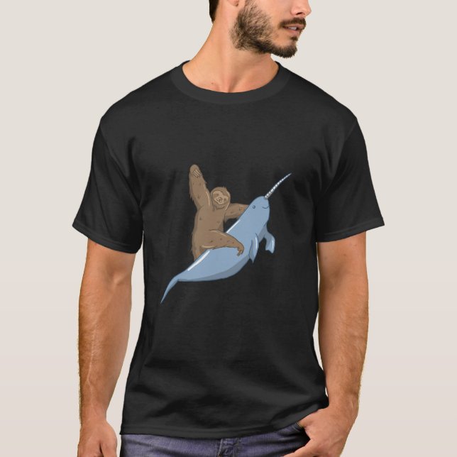 Narwahl Unicorn Beluga Tusk Whale Fish Sloth Gift T-Shirt (Front)