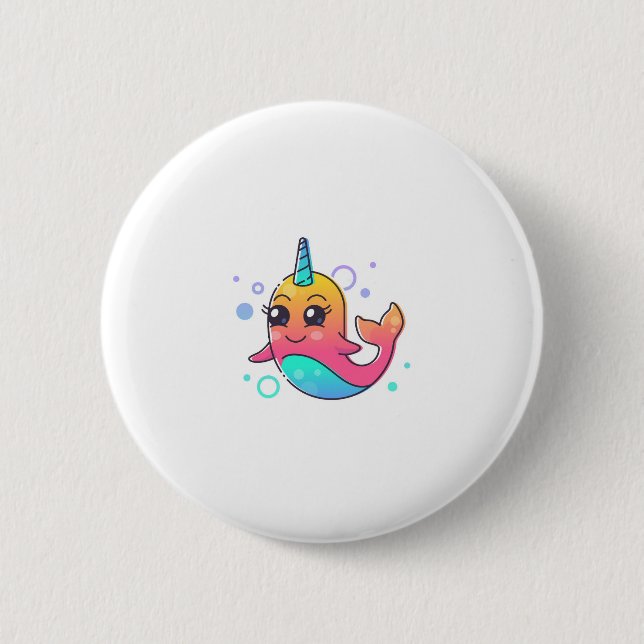 Narwhal 6 Cm Round Badge (Front)