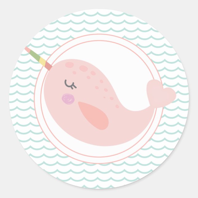 Narwhal and mermaid birthday pastel sticker (Front)