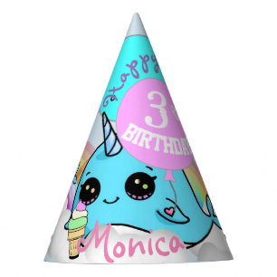 Narwhal and Mermaid Party Favour Hat Personalised