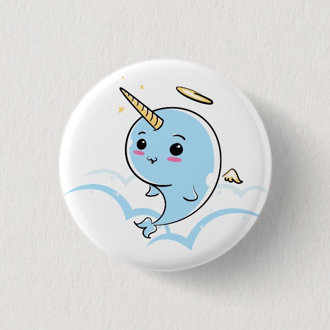 Narwhal Angel Cutie 3 Cm Round Badge (Front)