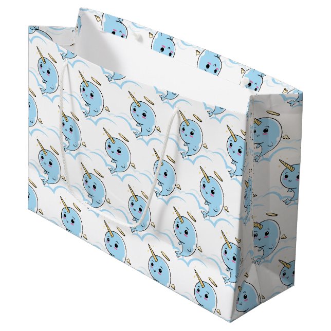 Narwhal Angel Cutie Large Gift Bag (Front Angled)