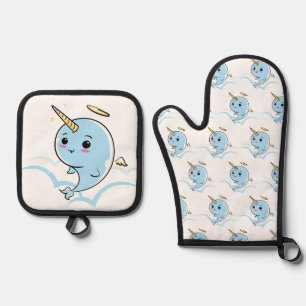 Narwhal Angel Cutie Oven Mitt & Pot Holder Set
