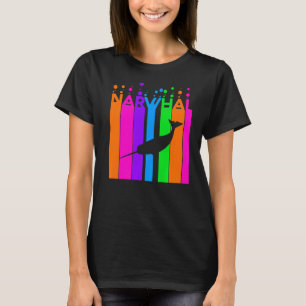 Narwhal Animal Rainbow Bubble With Silhouette T-Shirt