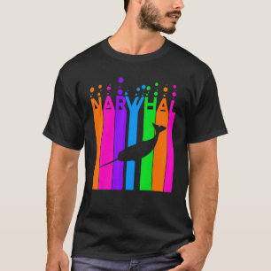 Narwhal Animal Rainbow Bubble With Silhouette T-Shirt