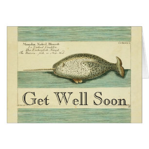 Narwhal Antique Whale Watercolor Painting