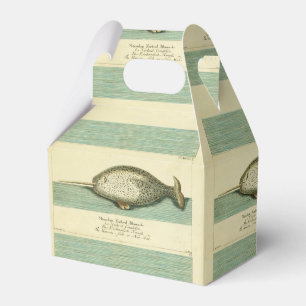 Narwhal Antique Whale Watercolor Painting Favour Box