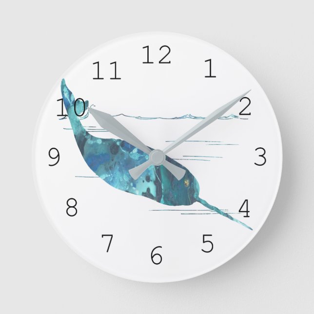 Narwhal Art Round Clock (Front)