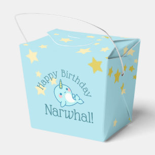 Narwhal Baby Blue Birthday with starfish Favour Box