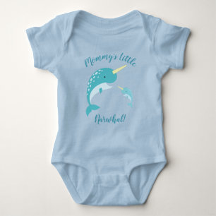 Narwhal Baby Shower Blue Boy Whale Baby Bodysuit