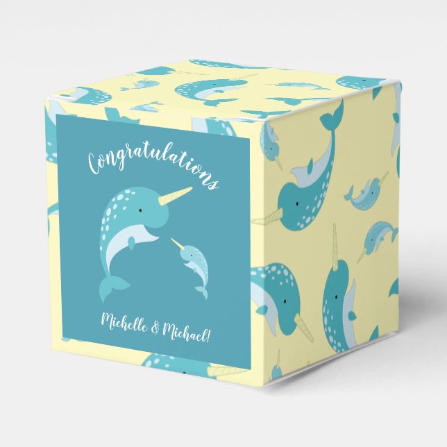 Narwhal Baby Shower Favour Box (Front Side)