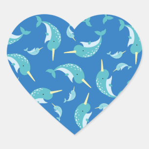 Narwhal Baby Shower Heart Sticker