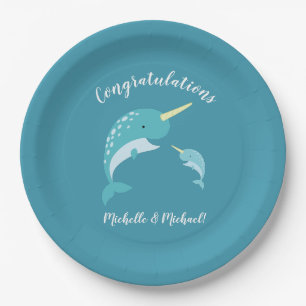 Narwhal Baby Shower Paper Plate