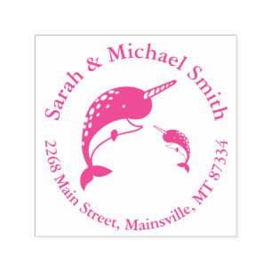 Narwhal Baby Shower Pink Girl Whale Self-inking Stamp