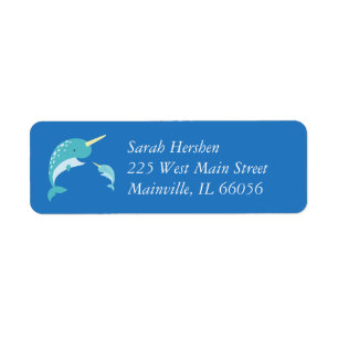 Narwhal Baby Shower Return Address Label