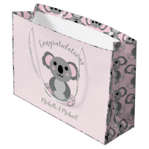 Narwhal Baby Shower Yellow Gender Neutral Whale Large Gift Bag