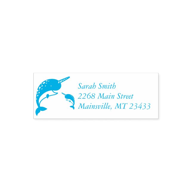 Narwhal Baby Shower Yellow Gender Neutral Whale Self-inking Stamp (Design)