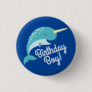 Narwhal Birthday Party 3 Cm Round Badge