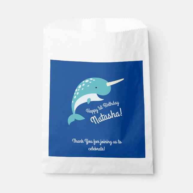 Narwhal Birthday Party Favour Bag (Front)