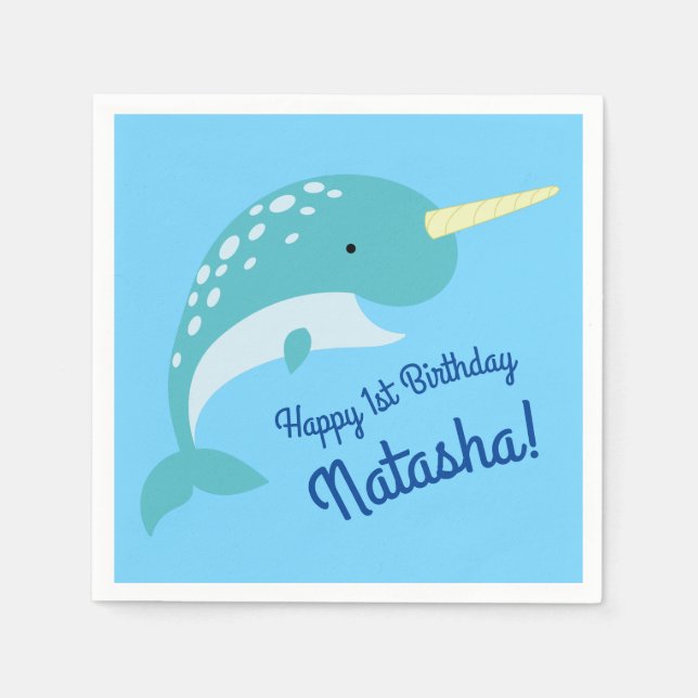 Narwhal Birthday Party Napkin (Front)