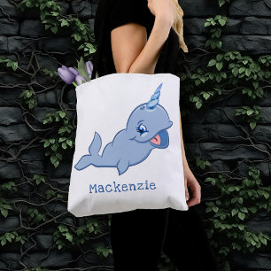 Narwhal Blue   Adorable Baby Kawaii Ocean Diaper Tote Bag