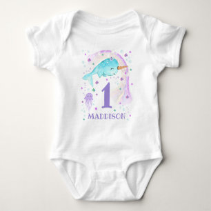 Narwhal Bodysuit Personalised Girl Narwhal Bodysui