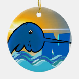 narwhal ceramic ornament