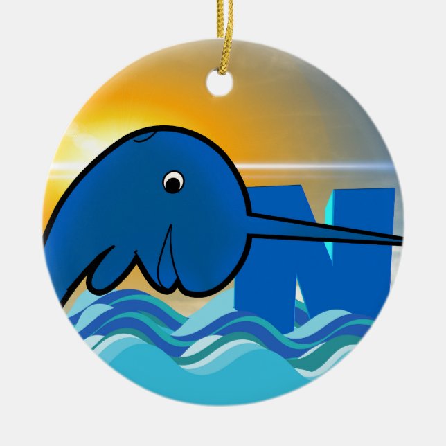 narwhal ceramic ornament (Front)