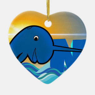 narwhal ceramic tree decoration