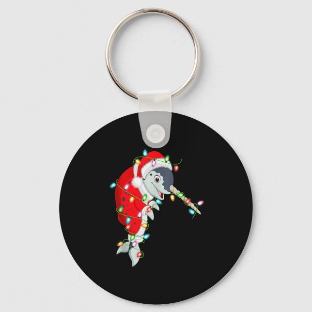 Narwhal Christmas Lights Santa Costume Cute Animal Key Ring (Front)