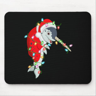 Narwhal Christmas Lights Santa Costume Cute Animal Mouse Pad