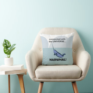 Narwhal Connected With The Universe Funny Cushion