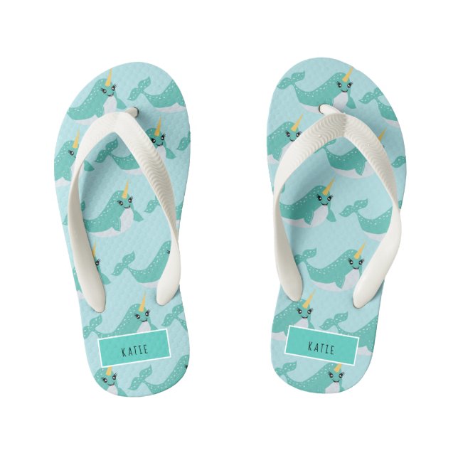 Narwhal Cute Arctic Whale Kid's Thongs (Footbed)