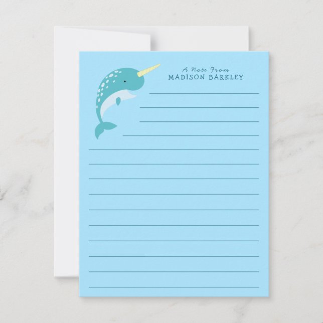 Narwhal Cute Kid's Thank You Card (Front)