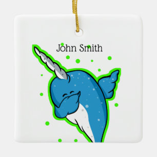 Narwhal Dabbing Dab Ceramic Tree Decoration