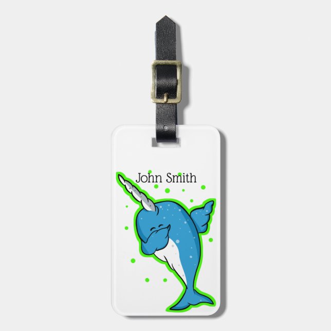 Narwhal Dabbing Luggage Tag (Front Vertical)