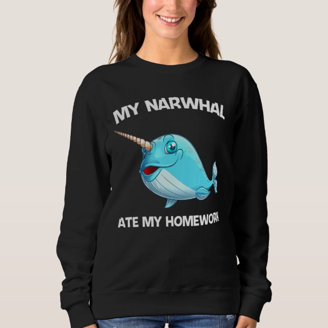 Narwhal For Kids Boys Girl Sea Whale Fish Animal Sweatshirt (Front)