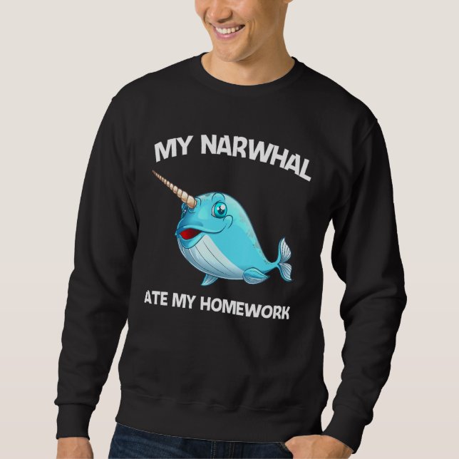 Narwhal For Kids Boys Girl Sea Whale Fish Animal Sweatshirt (Front)