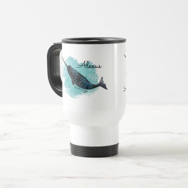Narwhal Heart Travel Mug (Front Left)