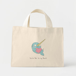 Narwhal Hugging a Heart Valentine’s Day Tote Bag