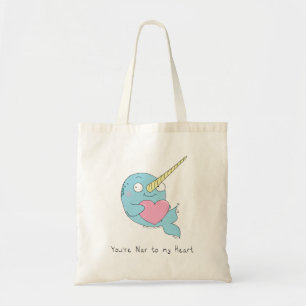 Narwhal Hugging a Heart Valentine’s Day Tote Bag