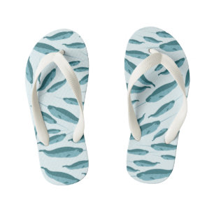 Narwhal in Blue Ocean Pattern Kid's Thongs