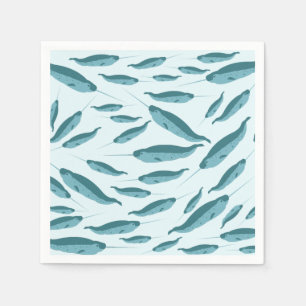 Narwhal in Blue Ocean Pattern Napkin
