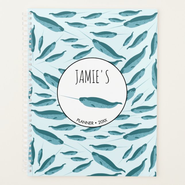 Narwhal in Blue Ocean Pattern Planner (Front)