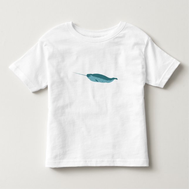 Narwhal in Blue Ocean Toddler T-Shirt (Front)